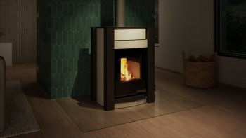 HS FLAMINGO krbová kamna AQUAFLAM VARIO KALMAR 11 kW - krémová (bez výměníku)