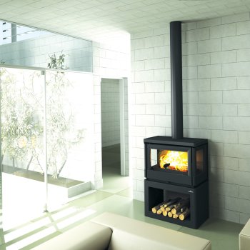 Krbová kamna BRONPI VERSALLES s bočním sklem, 12 kW, černá