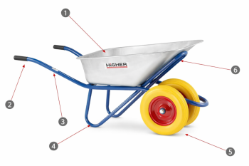 Higher stavební kolečko 130 L nosnost 210 kg WB-6518-P