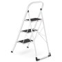 HIGHER Ocelové skládací schůdky – 3 stupně, bílá barva