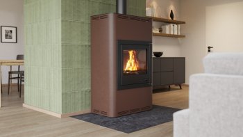 HS FLAMINGO krbová kamna AQUAFLAM 25 s výměníkem automatická regulace hnědá-sametová