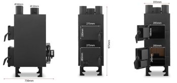 HIGHER horkovzdušná kamna a kotel na tuhá paliva PN1 - 15kW