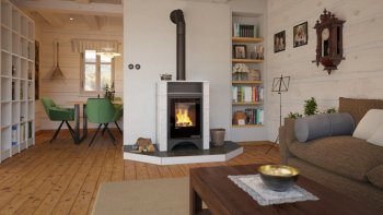 Kachlová kamna AQUAFLAM VARIO PERU 11/7kW, kachle bílá