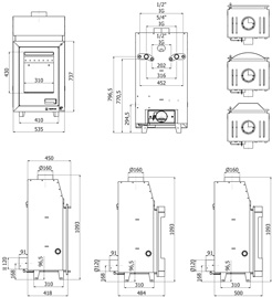 HS FLAMINGO krbová vložka AQUAFLAM 7 PRIZMAT s výměníkem a základní regulací