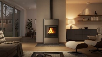 HS FLAMINGO krbová kamna AQUAFLAM 25 s výměníkem automatická regulace šedá