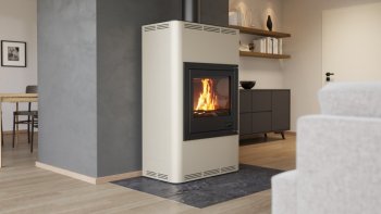 HS FLAMINGO krbová kamna AQUAFLAM 25 s výměníkem základní regulace krémová