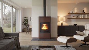 HS FLAMINGO krbová kamna AQUAFLAM 17 s výměníkem manuální regulace hnědá-sametová