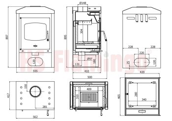 HS FLAMINGO krbová kamna VEGA -  bělený dub