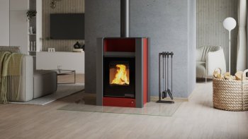 HS FLAMINGO krbová kamna AQUAFLAM VARIO LEND 11 kW - červená (bez výměníku)