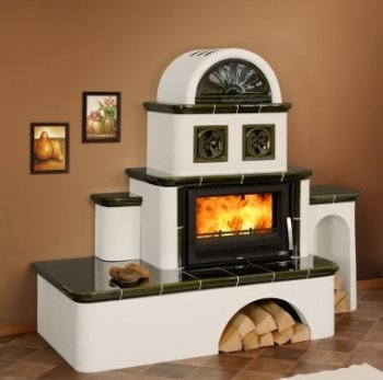 ABX kachlová pec Oxford s výměníkem, zelená, pravé prosklení