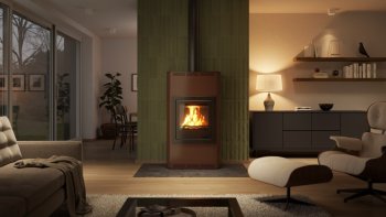 HS FLAMINGO krbová kamna AQUAFLAM 17 s výměníkem manuální regulace hnědá-sametová