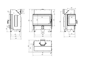 KRATKI krbová vložka ZIBI ECO 9,9 kW, levé prosklení