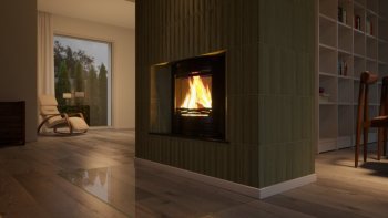 HS FLAMINGO krbová vložka AQUAFLAM 25 PANORAMA s výměníkem a manuální regulací