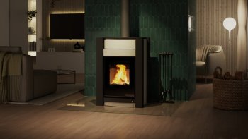 HS FLAMINGO krbová kamna AQUAFLAM VARIO KALMAR 11 kW - krémová (bez výměníku)