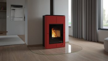 HS FLAMINGO krbová kamna AQUAFLAM VARIO SAPORO 11/7 kW - červená