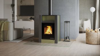 HS FLAMINGO krbová kamna AQUAFLAM VARIO LEND 11/7 kW - olivová