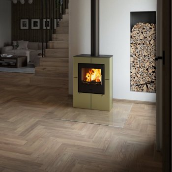 HS FLAMINGO krbová kamna AQUAFLAM VARIO SAPORO 11/5 kW - olivová - elektronická regulace