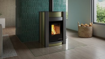 HS FLAMINGO krbová kamna AQUAFLAM VARIO KALMAR 11 kW - olivová (bez výměníku)