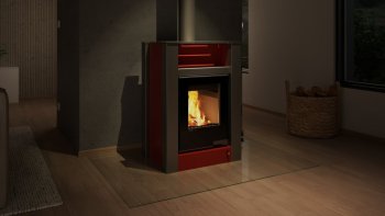 HS FLAMINGO krbová kamna AQUAFLAM VARIO LEND 11 kW - červená (bez výměníku)