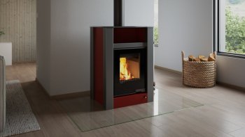 HS FLAMINGO krbová kamna AQUAFLAM VARIO LEND 11 kW - červená (bez výměníku)