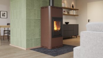 HS FLAMINGO krbová kamna AQUAFLAM 7 s výměníkem automatická regulace hnědá-sametová