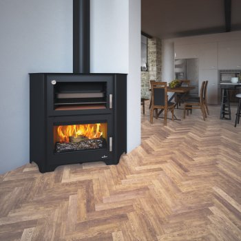 Krbová kamna BRONPI MURANO-R s troubou, 14 kW, černá