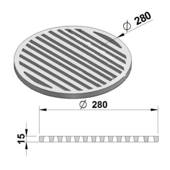 280 mm litinový rošt kulatý