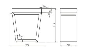 ARTISS Stůl Grafit velký zkosený 80 x 45 x 91 cm - dřevo