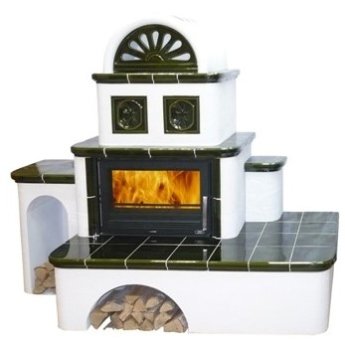 ABX kachlová pec Oxford s výměníkem, zelená, levé prosklení