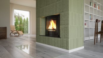 HS FLAMINGO krbová vložka AQUAFLAM 25 PANORAMA s výměníkem a manuální regulací