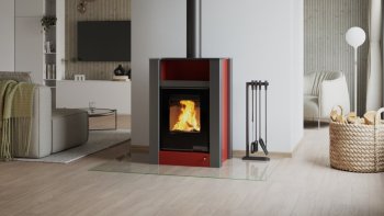HS FLAMINGO krbová kamna AQUAFLAM VARIO LEND 11 kW - červená (bez výměníku)