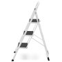 HIGHER Ocelové skládací schůdky – 3 stupně, bílá barva