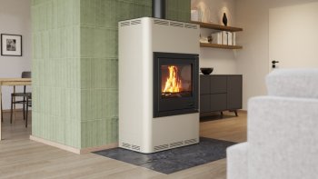 HS FLAMINGO krbová kamna AQUAFLAM 25 s výměníkem základní regulace krémová