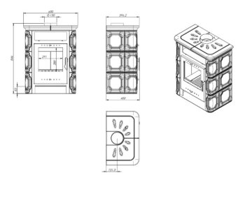 Kachlová kamna NORDflam SENTRA, 6 kW, hnědá