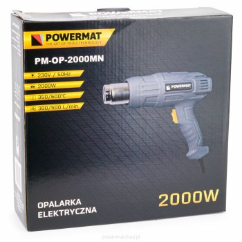 POWERMAT PM-OP-2000MN Horkovzdušná pistole 2000W 350/600°C 4 nástavce