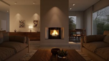 HS FLAMINGO krbová vložka AQUAFLAM 25 PANORAMA s výměníkem a manuální regulací