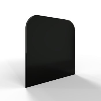 Sklo pod kamna - FLAMINGO Oblouk 1000x1000 mm, černé, fazeta / 2xR200 / 6 mm