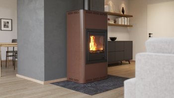 HS FLAMINGO krbová kamna AQUAFLAM 17 s výměníkem manuální regulace hnědá-sametová