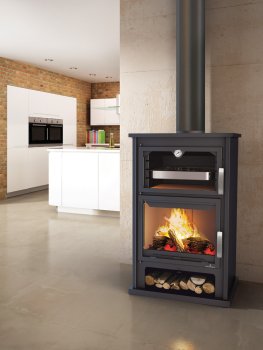 Krbová kamna BRONPI SUIZA s troubou, 10 kW, černá