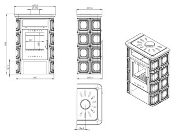 Kachlová kamna NORDflam CORIA, 6 kW, krémová