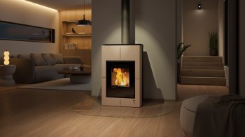 HS FLAMINGO krbová kamna AQUAFLAM VARIO SAPORO 11/7 kW - krémová - elektronická regulace