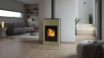 HS FLAMINGO krbová kamna AQUAFLAM VARIO SAPORO 11/5 kW - olivová - elektronická regulace