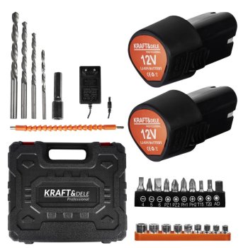 Kraft&Dele KD3085 AKU vrtačka - šroubovák 12 V v kufru s příslušenstvím