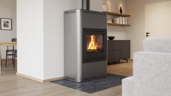 HS FLAMINGO krbová kamna AQUAFLAM 25 s výměníkem automatická regulace šedá