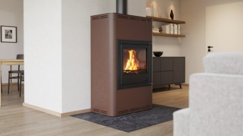 HS FLAMINGO krbová kamna AQUAFLAM 25 s výměníkem automatická regulace hnědá-sametová