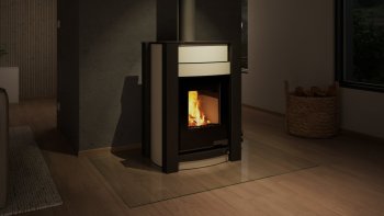 HS FLAMINGO krbová kamna AQUAFLAM VARIO KALMAR 11 kW - krémová (bez výměníku)