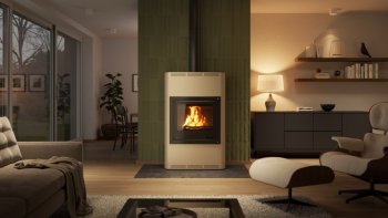 HS FLAMINGO krbová kamna AQUAFLAM 25 s výměníkem základní regulace krémová