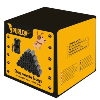 PURLOV 22812 Sáčky na psí exkrementy 1000 ks + pouzdro