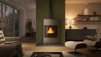 HS FLAMINGO krbová kamna AQUAFLAM 25 s výměníkem automatická regulace šedá