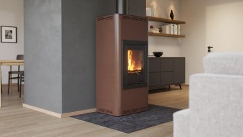 HS FLAMINGO krbová kamna AQUAFLAM 7 s výměníkem automatická regulace hnědá-sametová